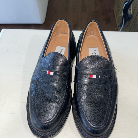 Thom Browne Pebbled Leather Penny Loafers Black Size 7.5/6.5 - Picture 2 of 5